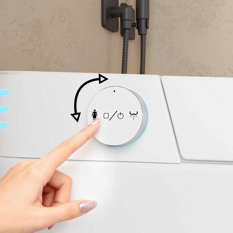 Smart Toilet with Heated Seat, Warm Air Dry, Foot Flush, Bidet Washing Night Light, Built-in Water Tank Electronic