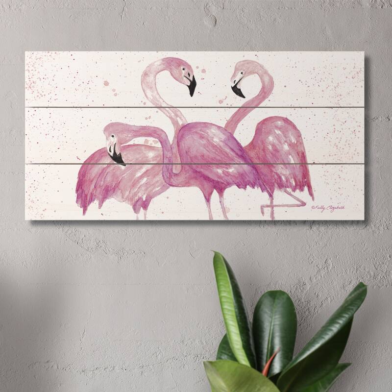 Fabulous Flamingos Decorative Slatted Pallet Wood Sign 12" by 6" Made in the USA