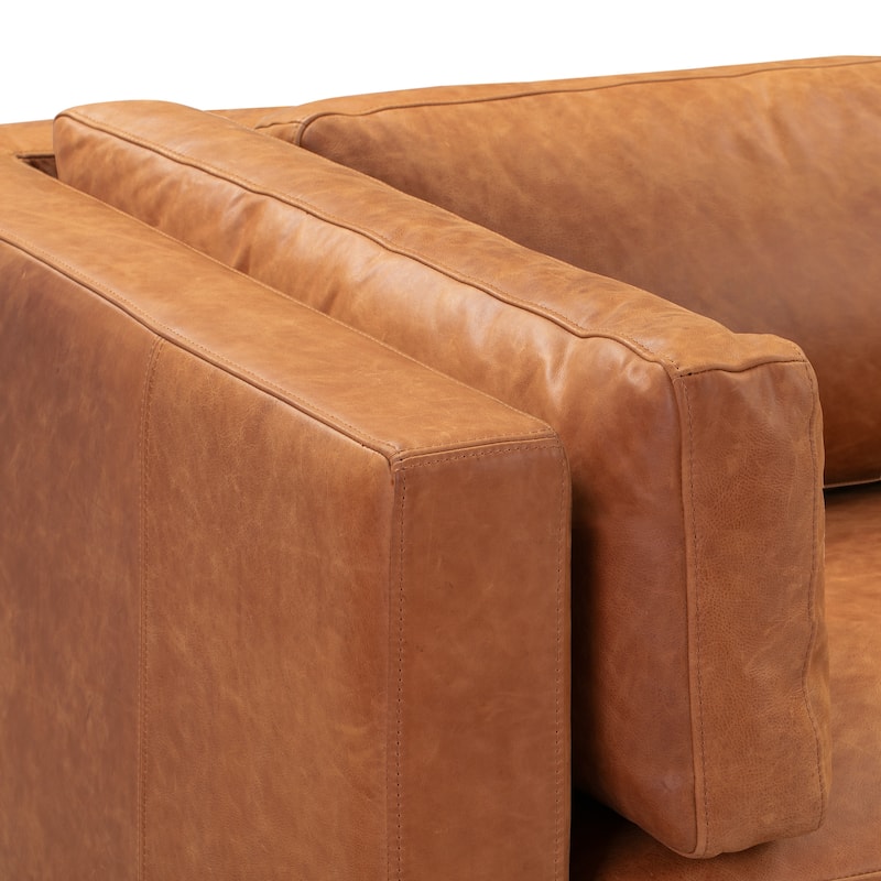 Poly & Bark Argan 93" Sofa in Cognac Tan - Full Grain Genuine Italian Leather