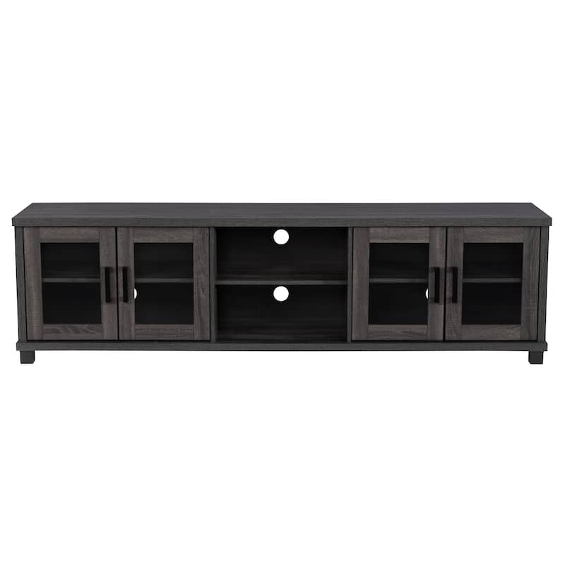 Fremont Grey TV Bench with Glass Doors, TVs up to 95"