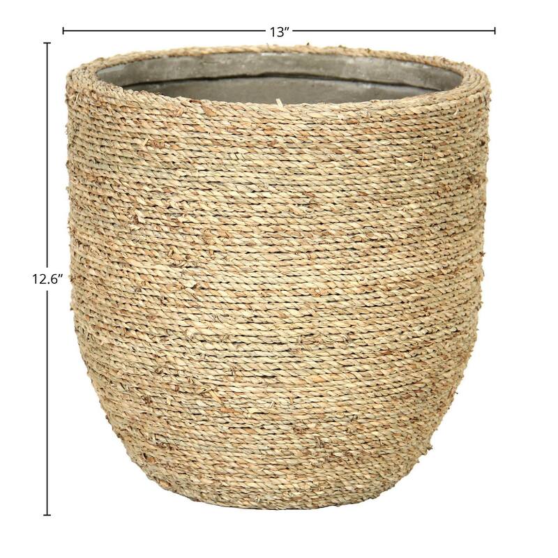 Everdeen 13" Grass and Concrete Pot, Beige