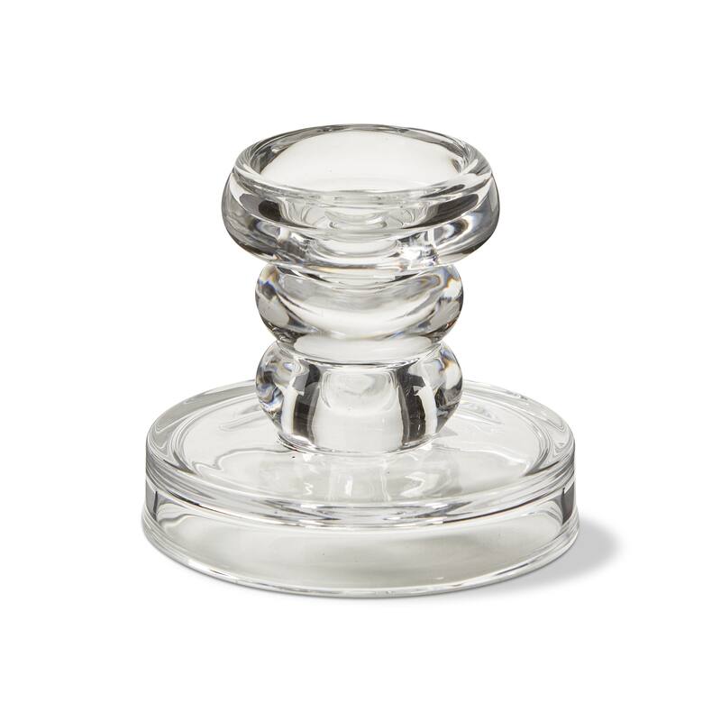 Olsen Tealight Pillar Holder - Clear Glass Candle Holder for Tealights & Pillar Candles, 3.25" H x 3.75" W