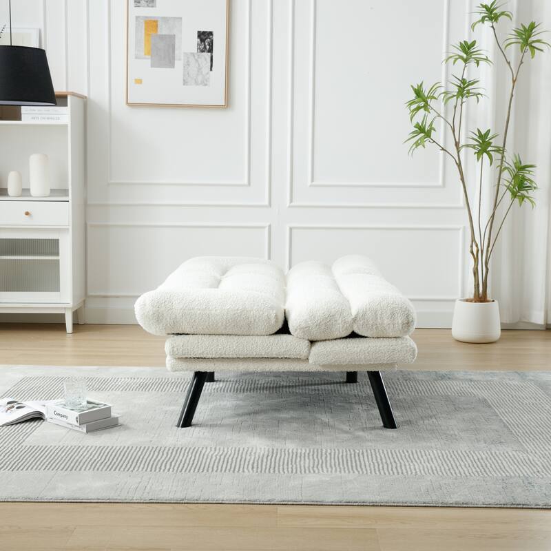 Modern Upholstered 2 Seaters Sleeper Sofa with Thick Cushion and Metal Feet