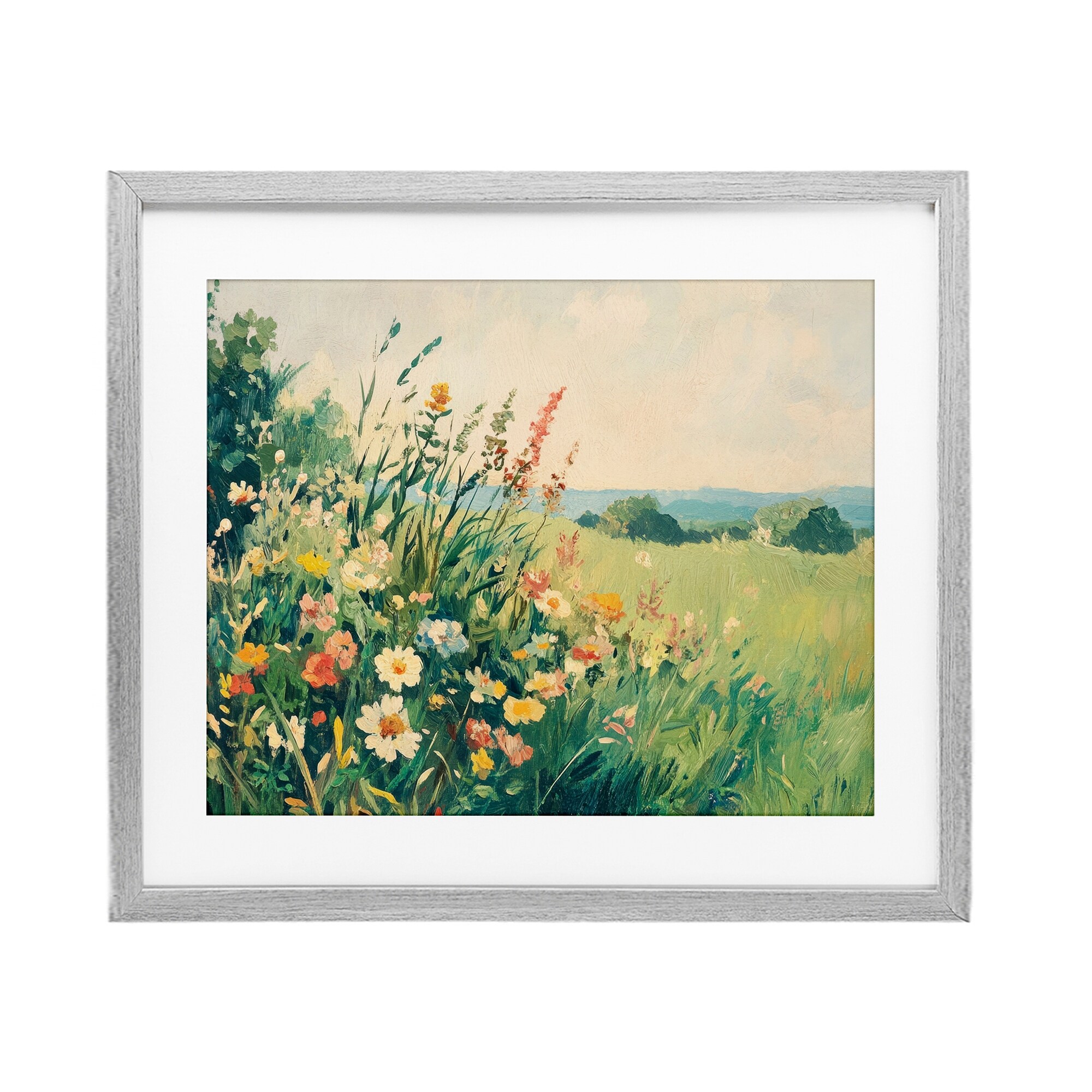 Vintage Wildflowers in Field Petal Prints Design