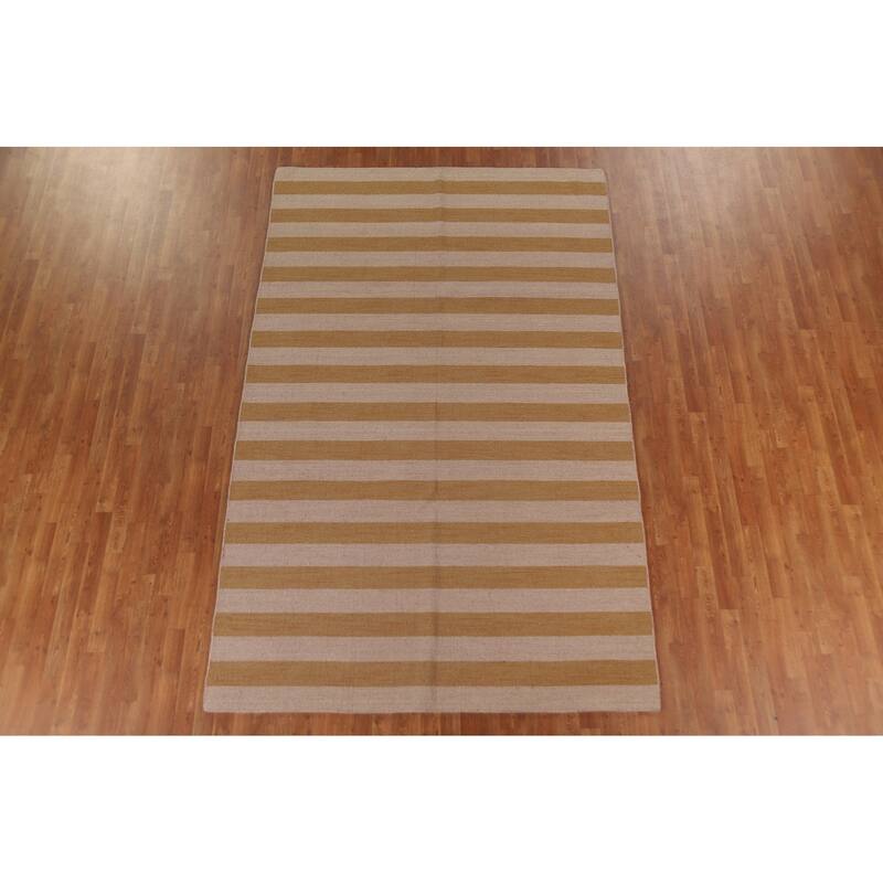Striped Modern Gabbeh Area Rug Handmade Wool Carpet - 6'5" x 10'1"