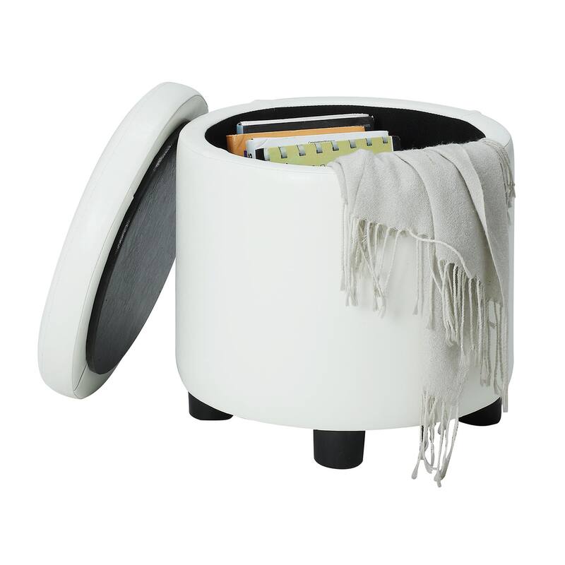 Convenience Concepts Designs4Comfort Round Accent Storage Ottoman with Reversible Tray Lid