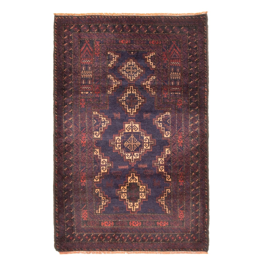 ECARPETGALLERY Hand-knotted Teimani Dark Navy Wool Rug - 3'1 x 4'10