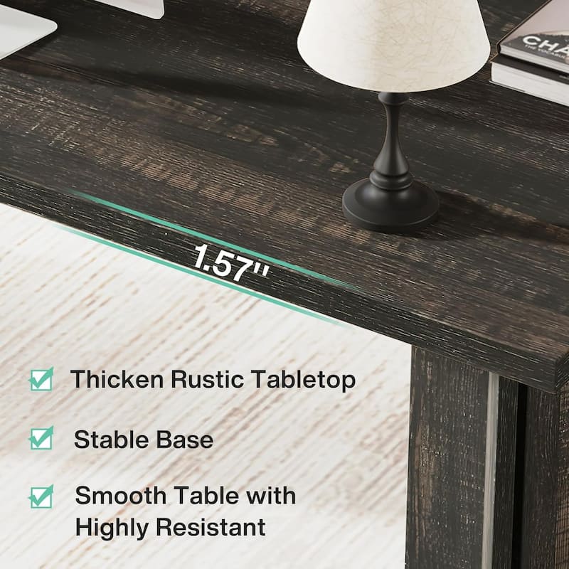 63-inch Wood Executive Desk with Large Tabletop, Vintage Home Office Computer Desk for Office