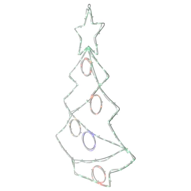 28" LED Lighted Christmas Tree with Ornaments Window Silhouette