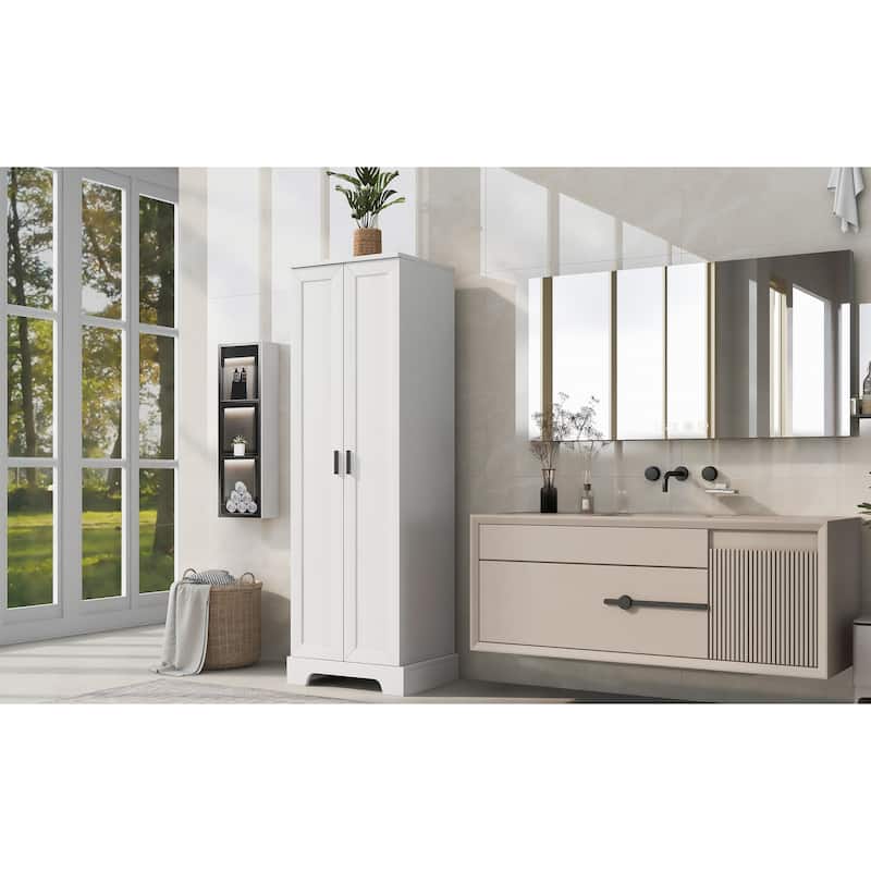 Storage Cabinet with Two Doors for Bathroom, Office, Adjustable Shelf, MDF Board