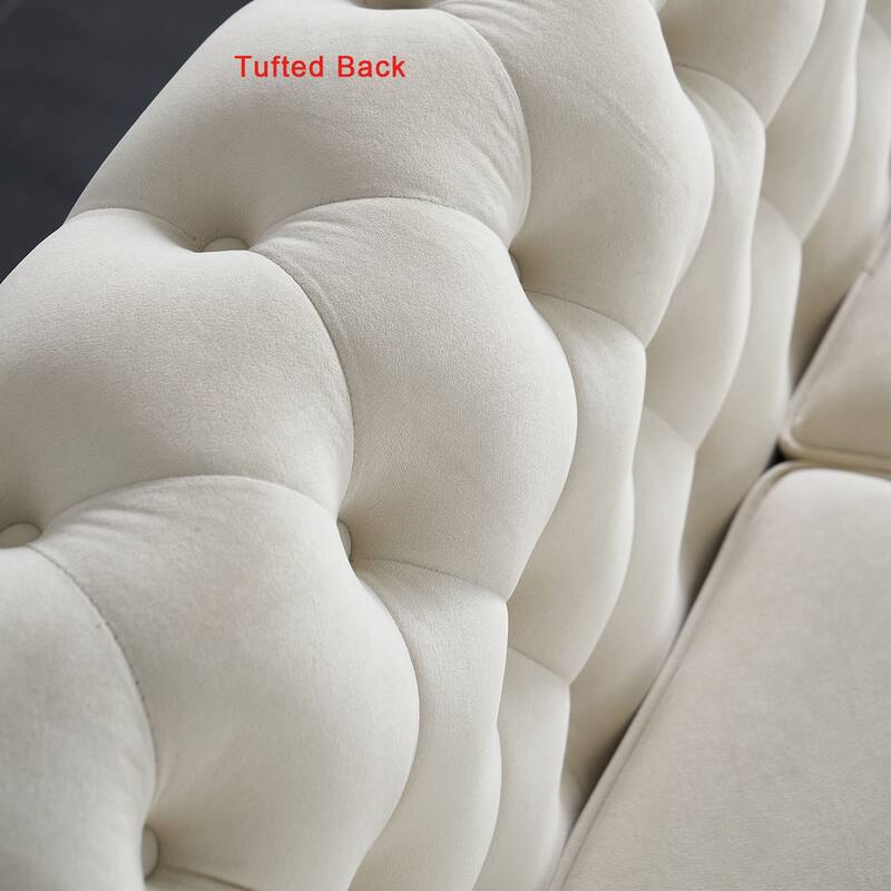 Chesterfield Velvet Sofa with Golden Decorative Strip for Living Room