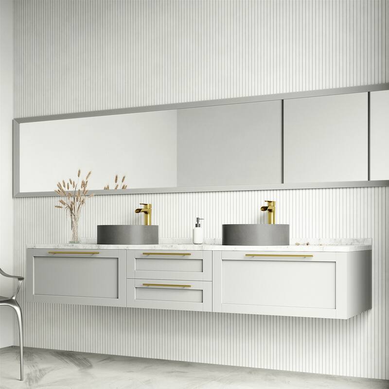 Vigo VGT2030 Palermo Gothic 15" Circular Concrete Vessel Bathroom Sink - Matte Brushed Gold