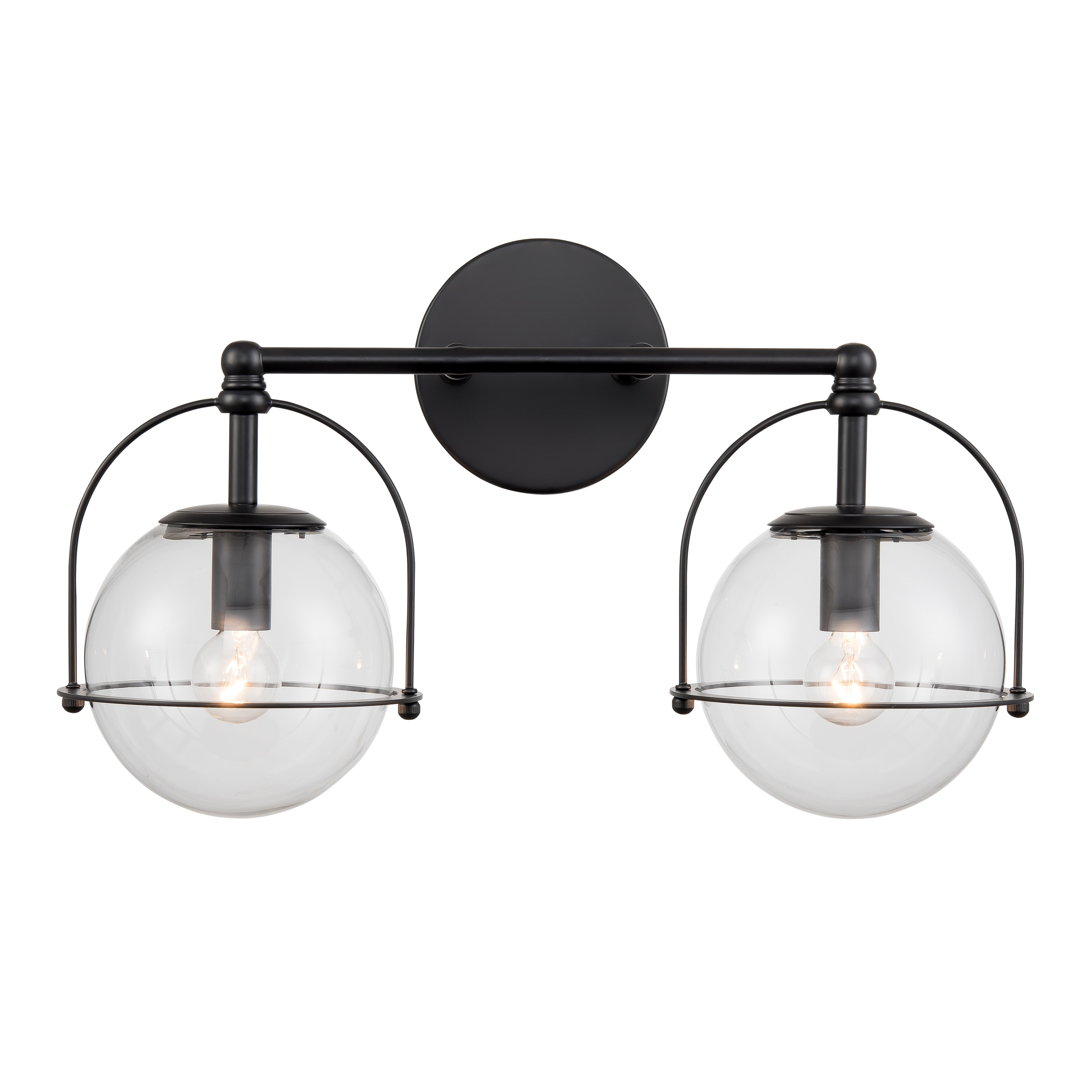 Elk Home Langford Matte Black With Clear Glass 2 Light Vanity Light