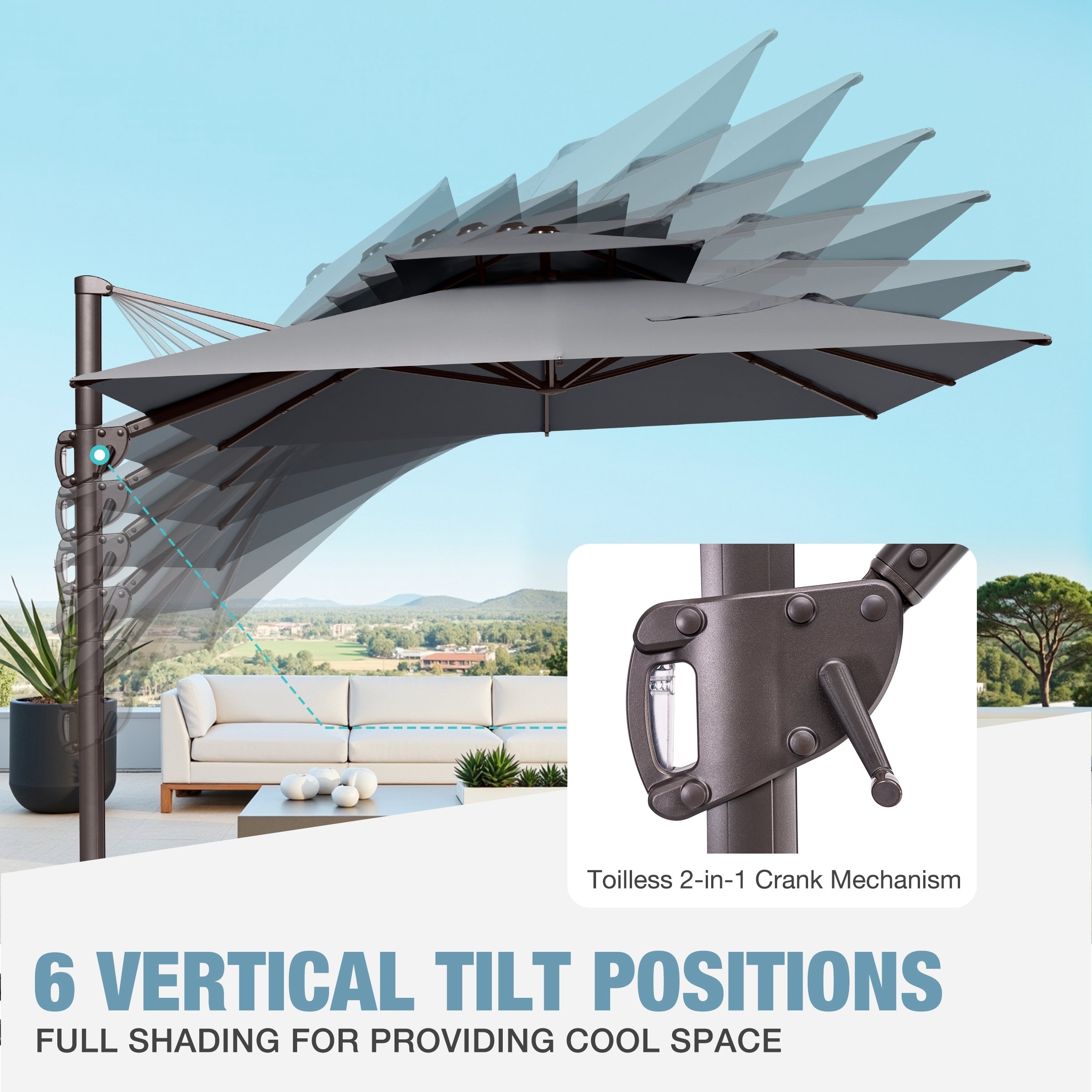 black offset cantilever hanging patio umbrella with dual wind vent Best Choice Products 10ft Market Umbrella, Smooth 360 Rotation, 8 Sturdy Ribs, Easy Adjustment Elevate your outdoor experience with this versatile aluminum Double VredHom 10 Ft Dual Wind