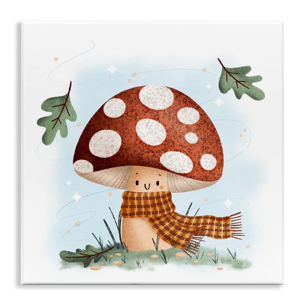 Stupell Happy Mushroom in Scarf Wall Plaque Art Design By Sarah Hickman