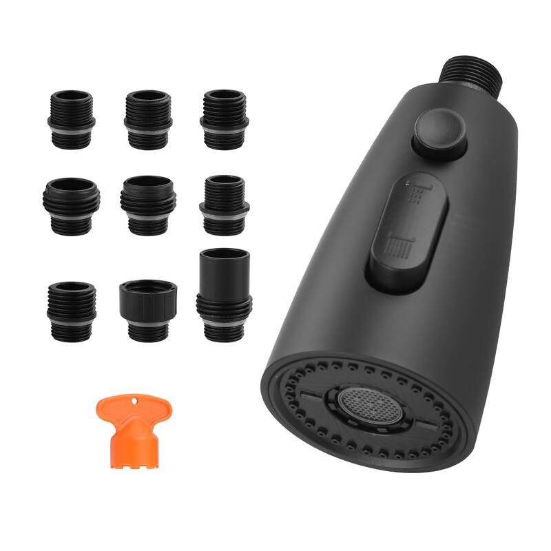 WOWOW 3 Function Kitchen Faucets Head Replacement with 9-Adapters - Matte Black