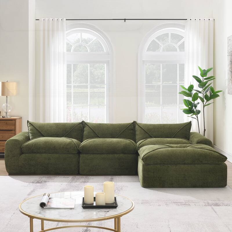 Compressed Sofa with High Density Foam, Integrated Backrest&Seat Cushion, Decorative Edging