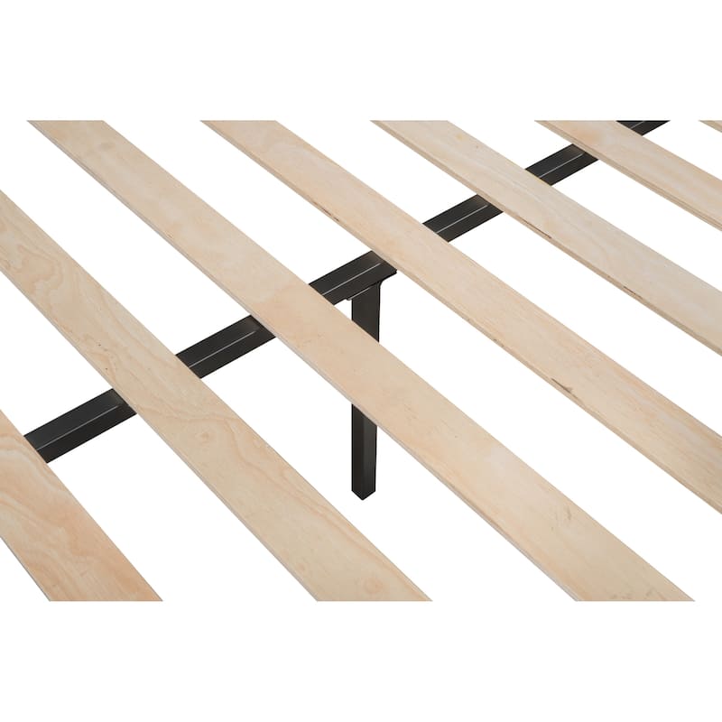 Space-Saving Triple Bunk Bed with Metal Frame, Wooden Slats, and Safety Guardrails