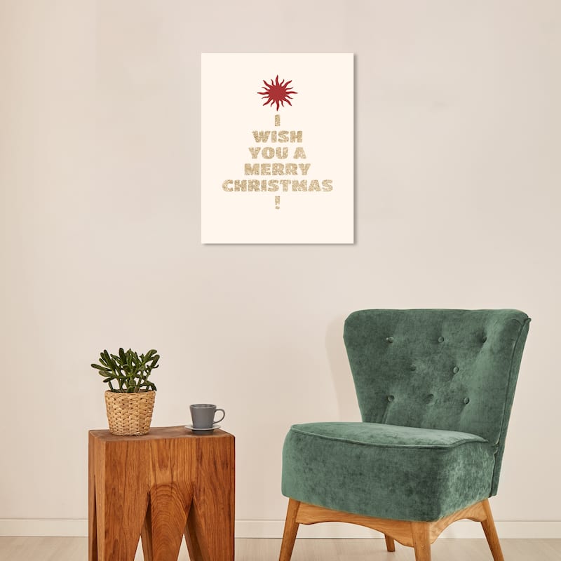 Wynwood Studio Canvas Holiday and Seasonal A Merry Wish Gold Glam Wall Art Canvas Print - 16 x 20