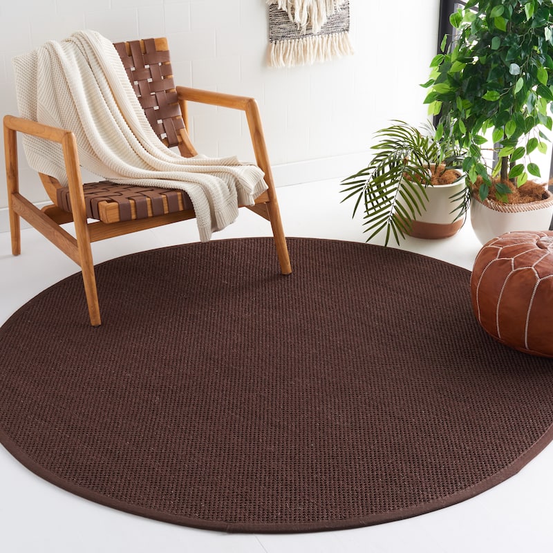 SAFAVIEH Natural Fiber Noma Sisal Rug - 8' Round - Chocolate/Dark Brown