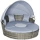 preview thumbnail 2 of 15, Outsunny 4pc Rattan Patio Furniture Set, Round Convertible Daybed or Sunbed, Adjustable Sun Canopy, Sectional Outdoor Sofa