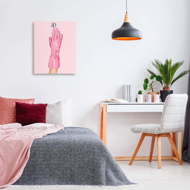 Stupell Pink Glove & Disco Ball Canvas Wall Art Design By Ziwei Li