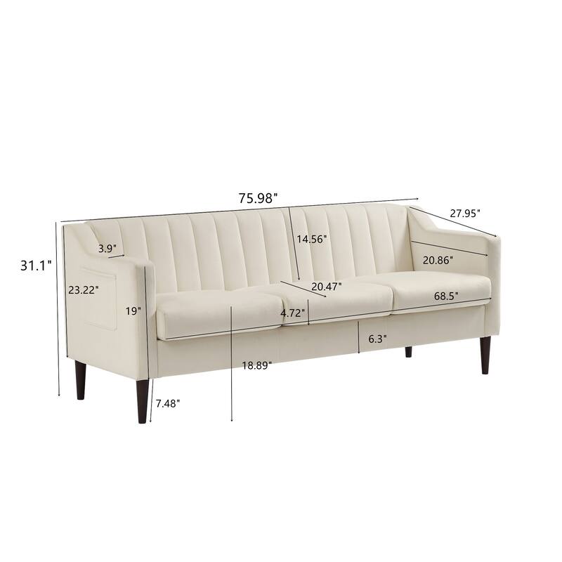 Chesterfield sofa couch,Upholstered sofa with Velvet Fabric and Wooden Frame for Living Room/Bed Room/Office Green