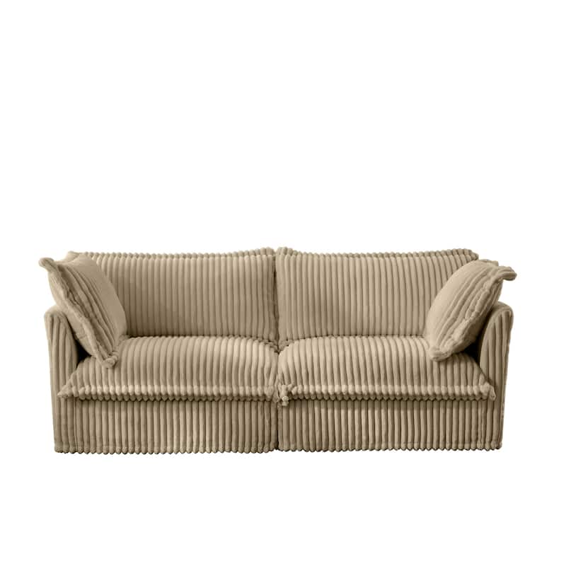 83.4" Corduroy 2-Seater Soft Multiple Sofa with Big Pillows for Living Room