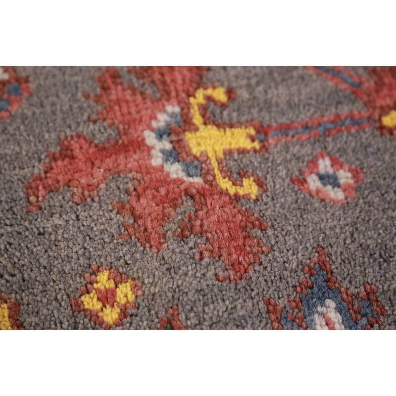 Hand Knotted Oriental 100% Wool Carpet Traditional Geometric Greys & Charcoal Heriz (serapi) Area Rug - 9' 10'' X 7' 11''