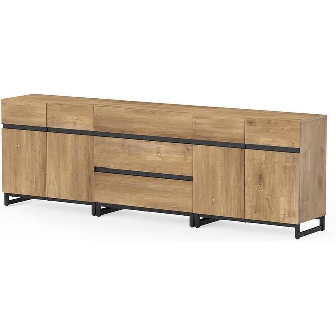 WAMPAT Modern TV Stand for TVs up to 100 inch, 3 in 1 TV Console with Adjustable Shelves and 3 Drawers for Living Room,Bedroom