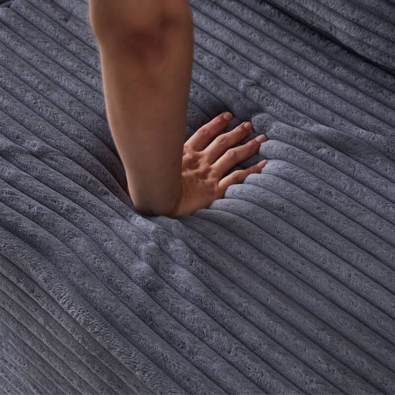 Modular Sectional Cloud Couch, Oversized Corduroy Fabric Deep Seat Sofa, Upholstered Sofa with Armrests & Cup Holders