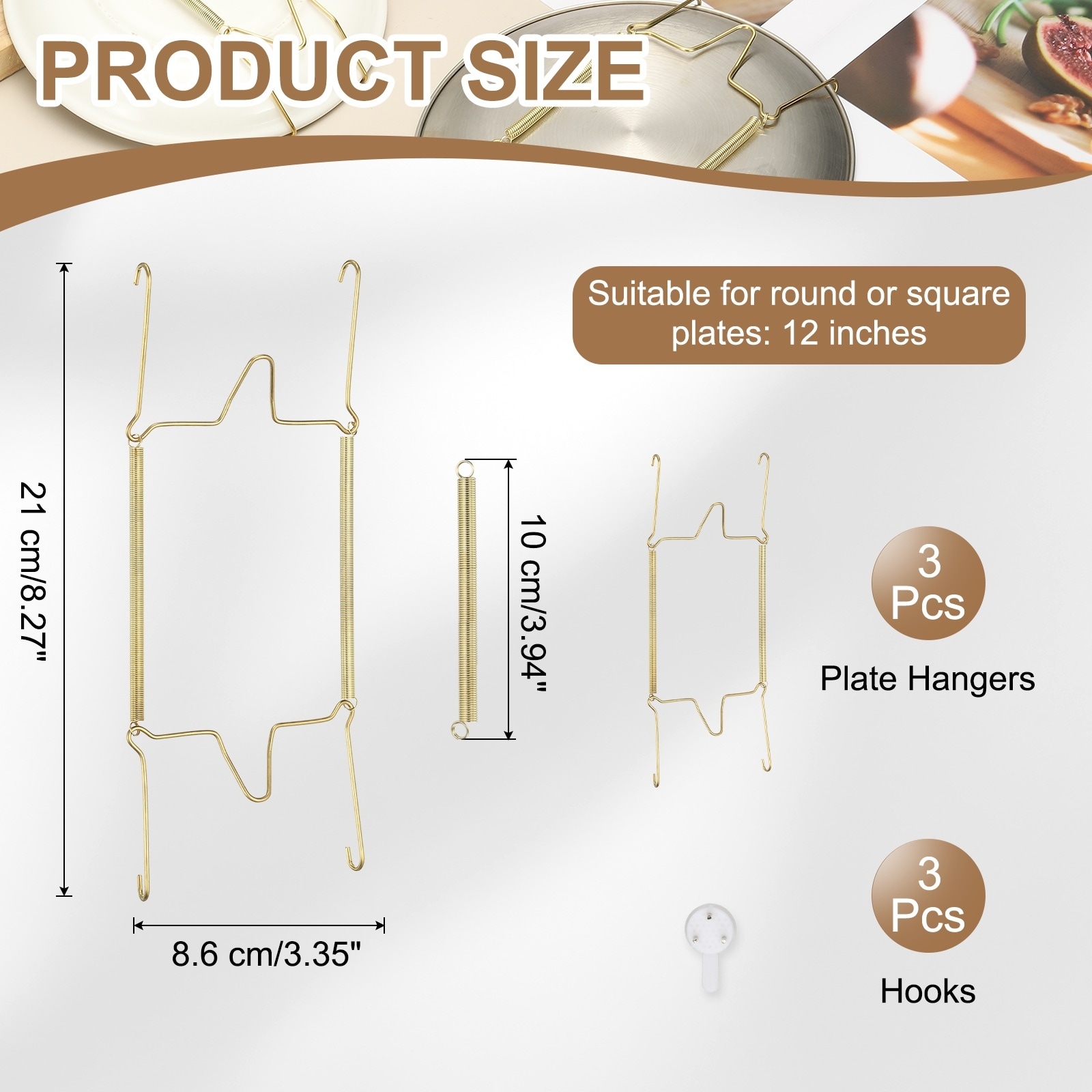 Stainless Steel Invisible Plate Hangers Wall U-shaped Holder - Golden