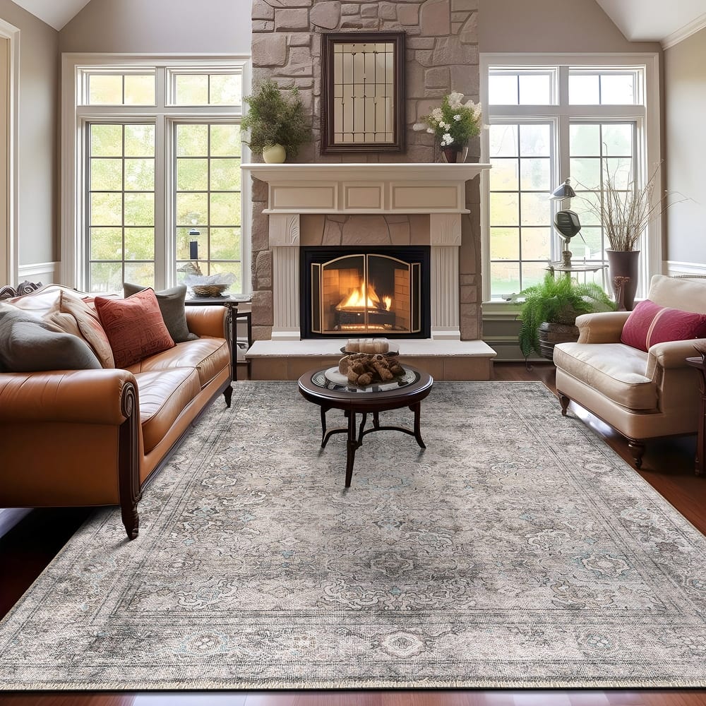 World Rug Gallery Transitional Distressed Vintage Machine Washable Area Rug