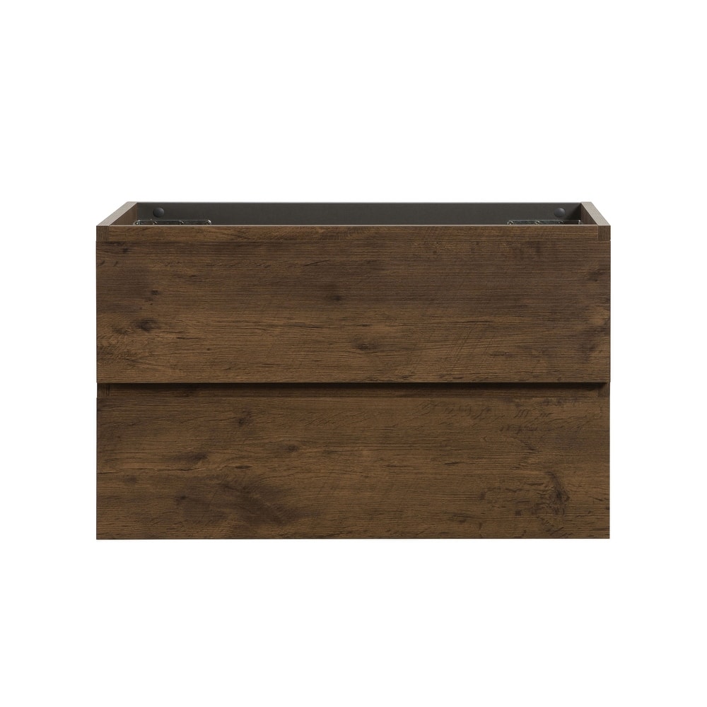 GDFStudio - Alice Wall-Mounted Bathroom Vanity with Modern Double Drawer and Soft-Close Functionality