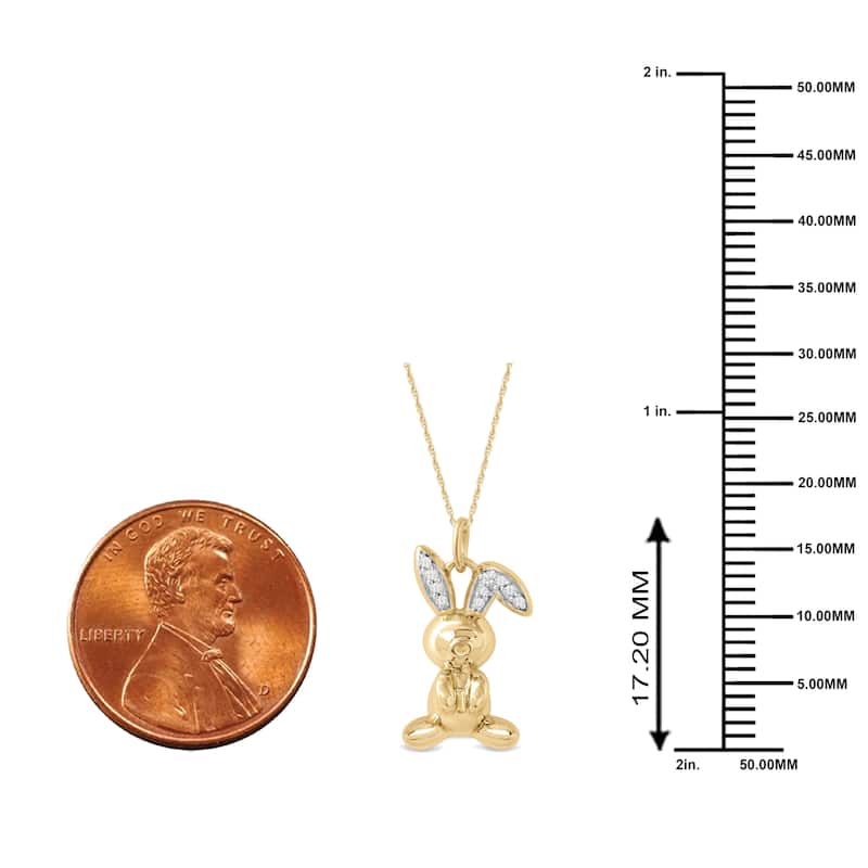 1/20ct TDW Diamond Animal Giraffe, Bunny and Dachshund Dog Necklace in Gold Plated Silver for Women
