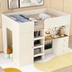 preview thumbnail 11 of 22, Beige Full Size Loft Bed with Wardrobe, Desk, and Storage