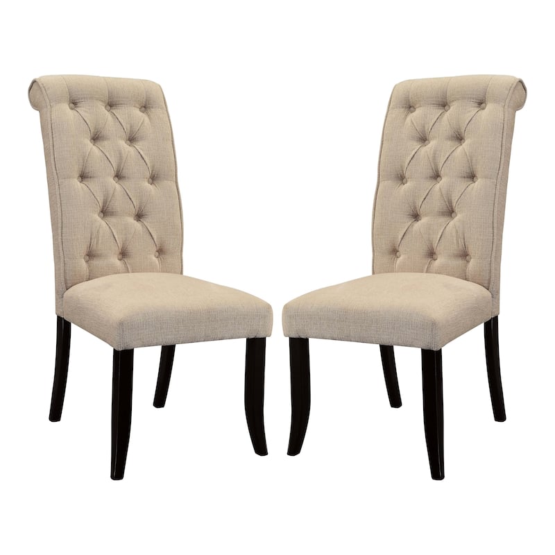Sheila Rustic Farmhouse Tufted Fabric Dining Chairs (Set of 2) by Furniture of America