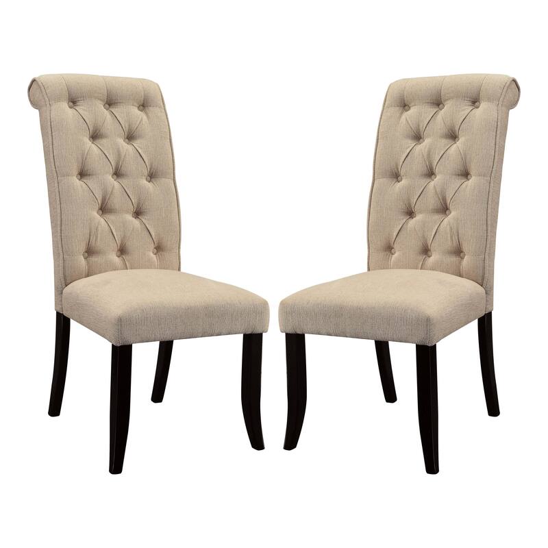 Furniture of America Sheila Rustic Farmhouse Tufted Fabric Dining ...