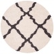 preview thumbnail 107 of 162, SAFAVIEH Dallas Shag Giusy Trellis 1.5-inch Thick Rug 6' Round - Ivory/Dark Grey - Round