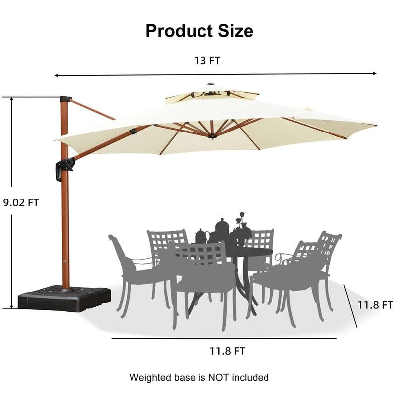 PURPLE LEAF 13 ft Wood Pattern Patio Umbrella