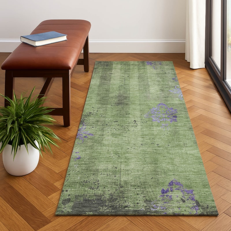Premium Washable Super Soft Modern Glam Mayfield Rug - Aloe - 2'3" x 7'6"