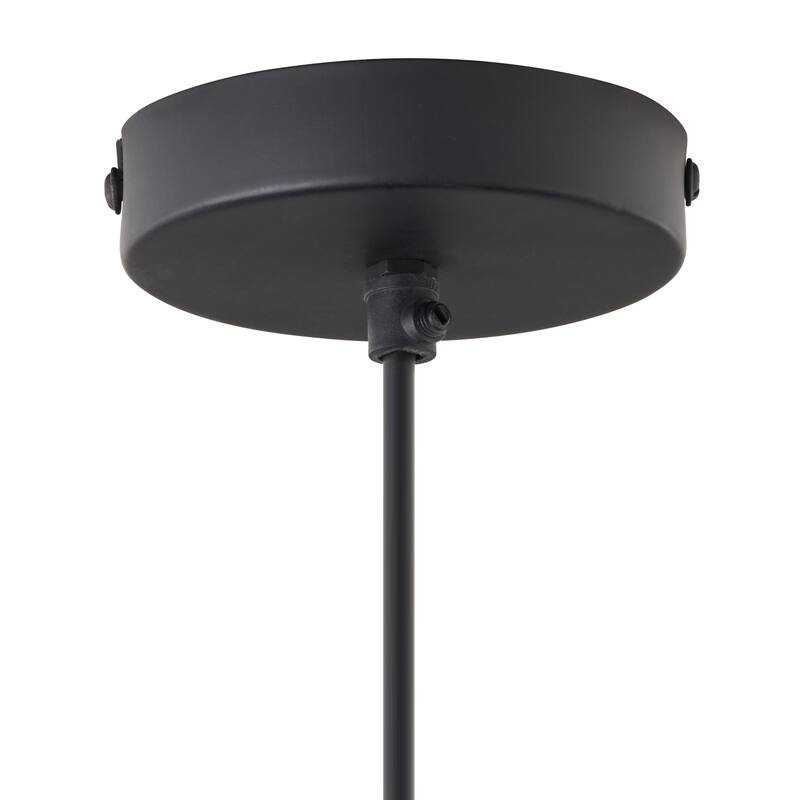 Charlene River of Goods Black Metal and Hand-Blown Glass 8-Inch Pendant Light with Adjustable Hanging Cord - 8" x 8" x 64"