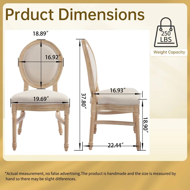 French Country Wire Drawing & Carving Techniques Dining Chairs with Backrest (Set of 2)