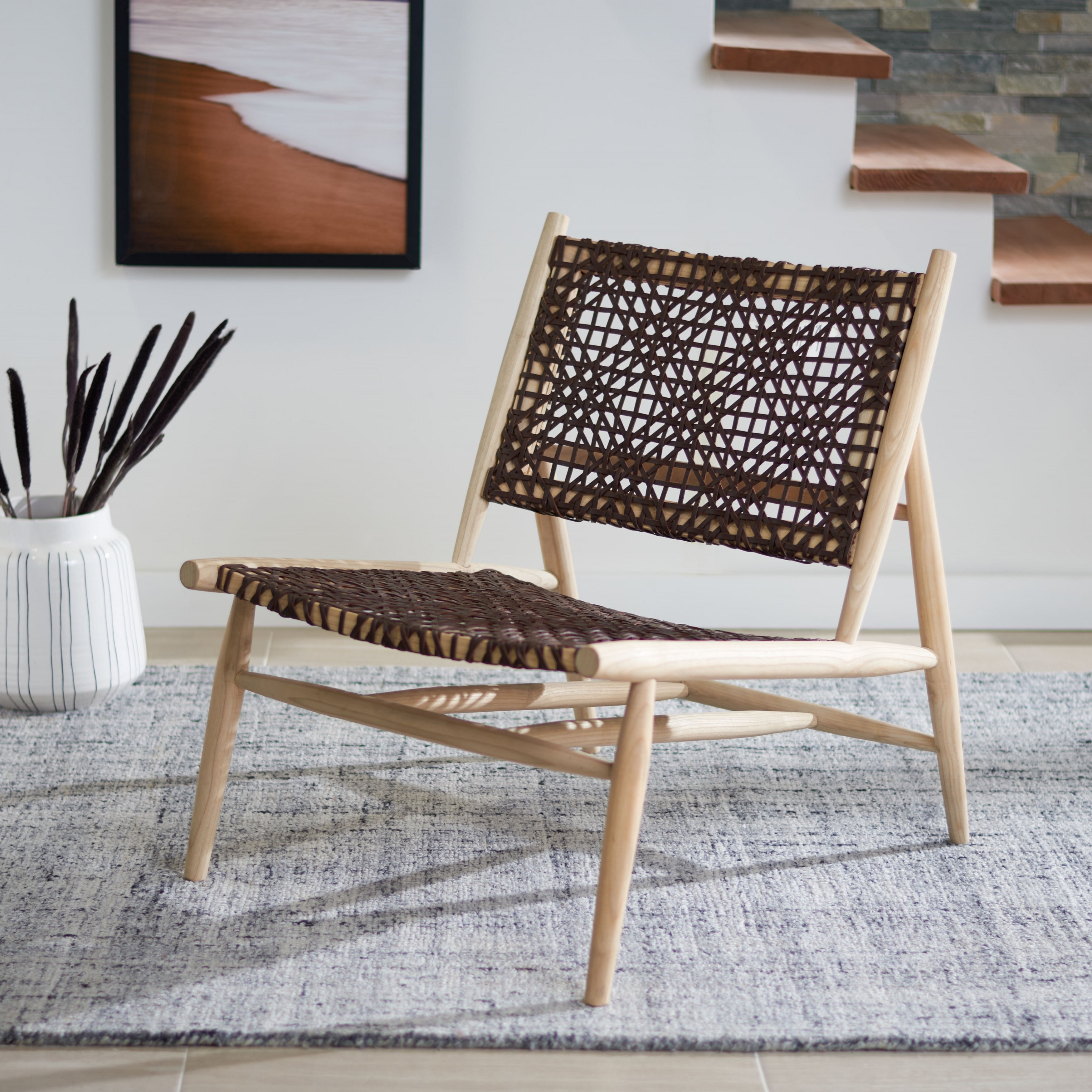Safavieh Bandelier Leather Weave Accent Chair 26 W X 31 5 L X 30 7 H On Sale Overstock 21185500