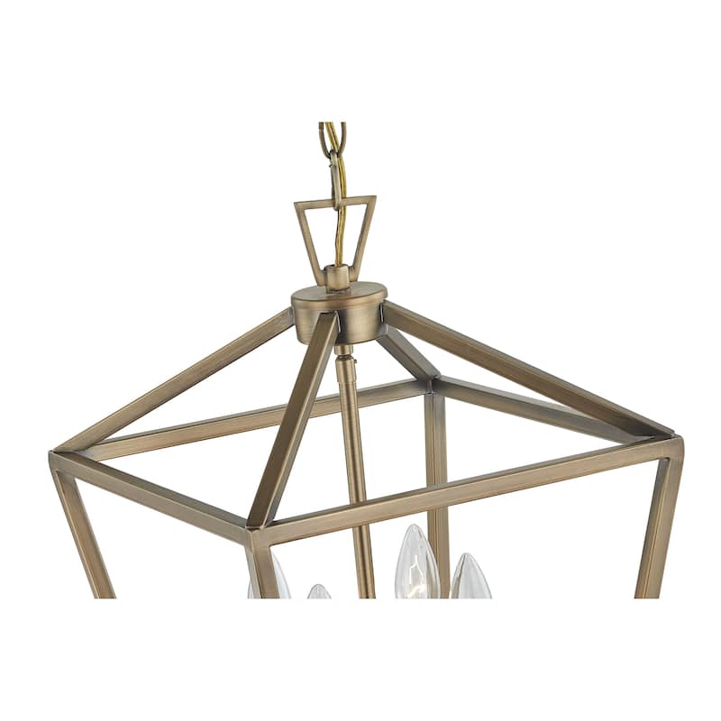 4-Light Metal Open Cage Lantern Chandelier - 12"x12"x18"