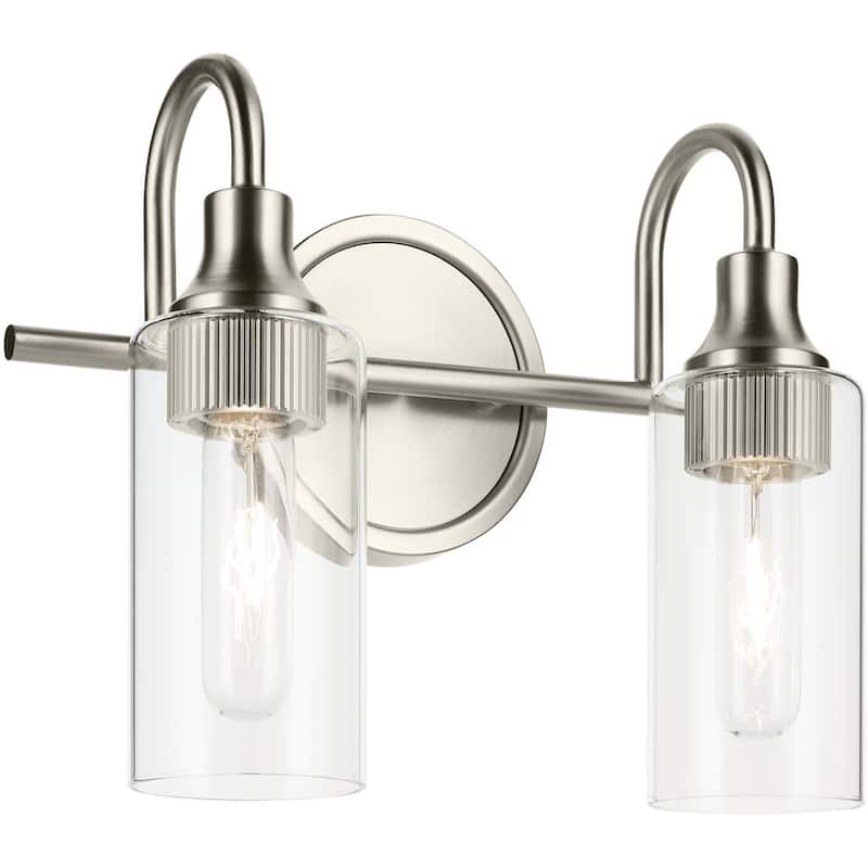 Kichler 55210 Kavi 2 Light 13" Wide Vanity Light with Clear Glass - Brushed Nickel