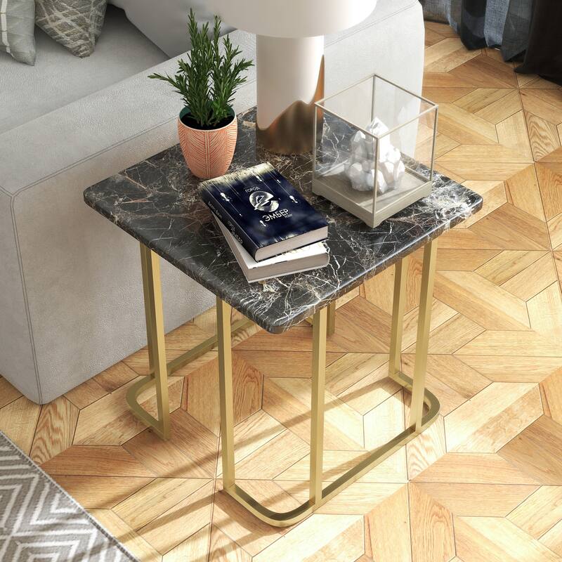Deeanne Contemporary 24-inch Faux Marble Side Table by Furniture of America