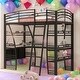 preview thumbnail 1 of 10, Modern Twin Size Loft Bed With 4 Layers Of Shelves And L-shaped Desk,Sockets,USB Ports,Wireless Charging Black