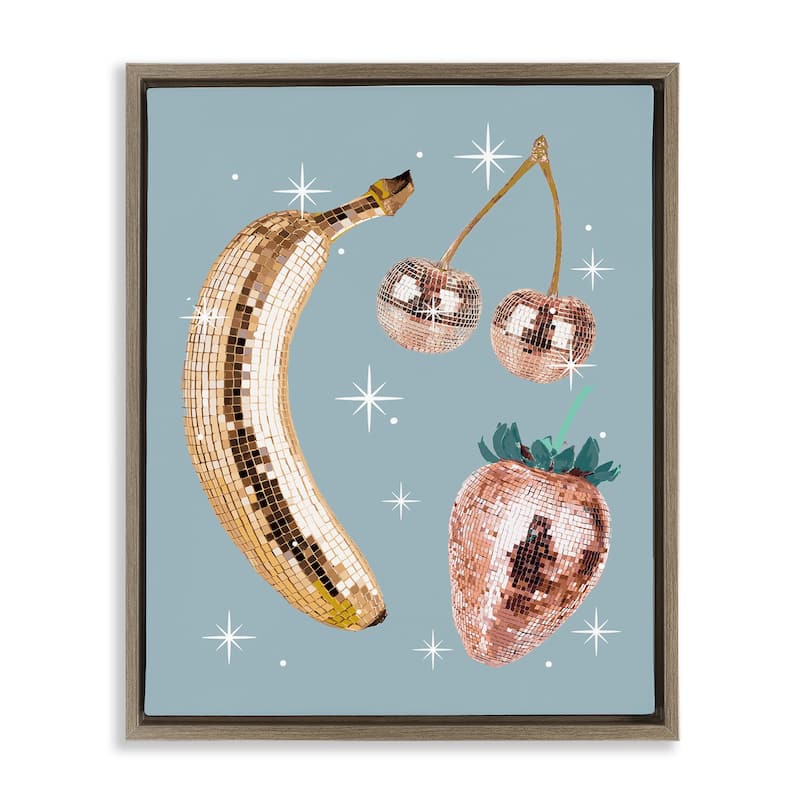 Stupell Luminous Glam Fruits Framed Floater Canvas Wall Art Design By Lil' Rue - 17 x 21 - Brown