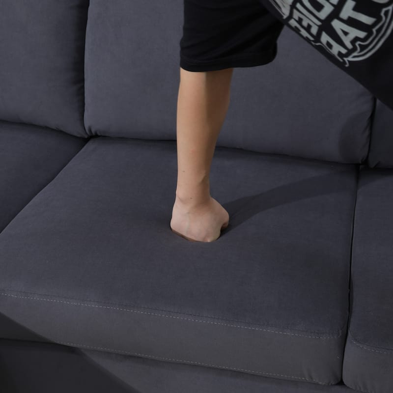 KISRAIS 99.5" Wide 3-Piece Flannel U-shaped Sectional Sofa